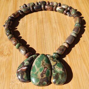 Jay King DTR mine finds rainforest Jasper statement necklace 925 Sterling Silver